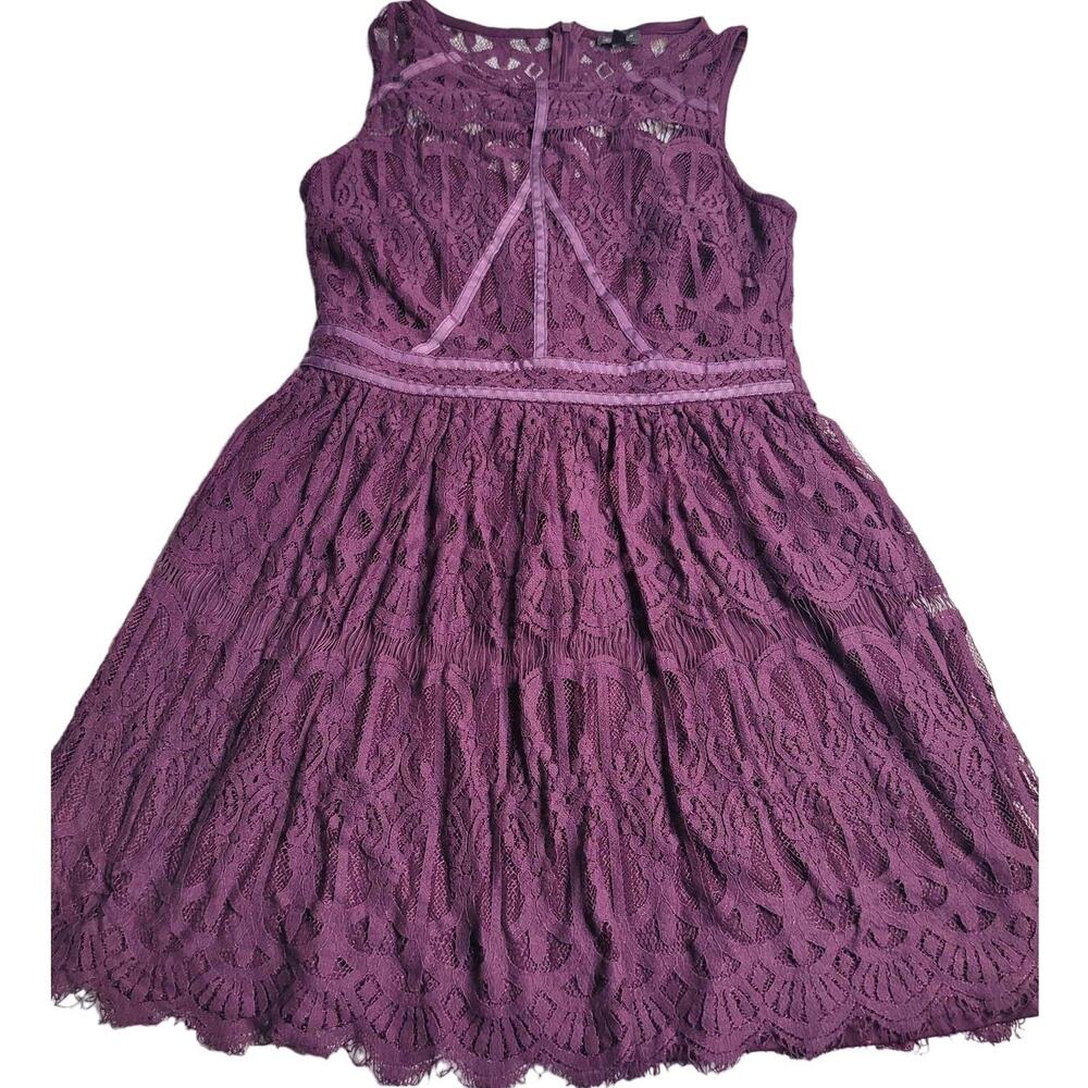 Lily Rose Juniors Sleeveless Purple Lace Dress‎ Large